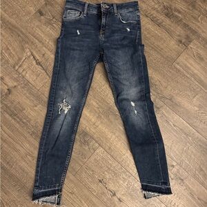 Zara Dark Blue Distressed Skinny Jeans